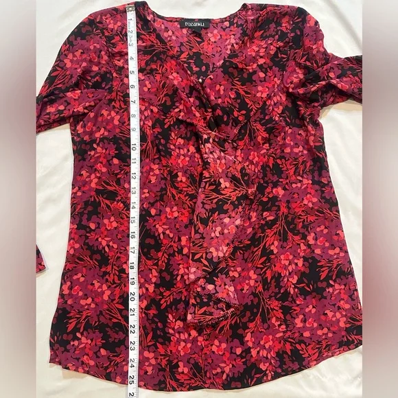 Roz & Ali Vibrant Floral Blouse with Ruffles - Picture 8 of 13